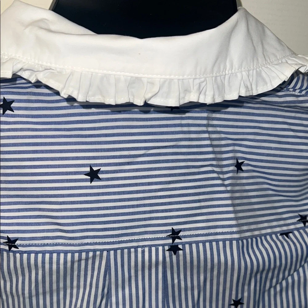Kate Spade Stars & Stripes Poplin Shirt with Ruffle Collar & Cuffs NWOT - Picture 7 of 10
